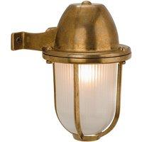Netlighting Nautic 1 Light Outdoor Wall Light Solid Brass Frosted Glass IP64 E27 in Gold