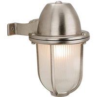 Netlighting Nautic 1 Light Outdoor Wall Light Nickel Frosted Glass IP64 E27 in Grey