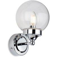 Netlighting Oscar Bathroom Globe Wall Light Chrome with Clear Glass IP44 in Grey