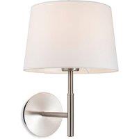 Netlighting Seymour Classic Switched Wall Lamp Brushed Steel with Cream Shade in Grey