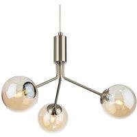 Netlighting Montana 3 Light Globe Fitting Antique Brass with Amber Glass in Gold