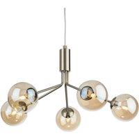 Netlighting Montana 5 Light Globe Fitting Antique Brass with Amber Glass in Gold