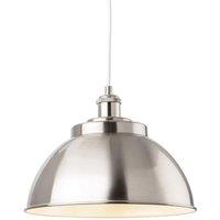 Netlighting Genoa Industrial Dome Pendant Light Brushed Steel in Grey