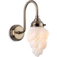 Netlighting Flame Wall Light Antique Brass with White Glass IP44 in Gold