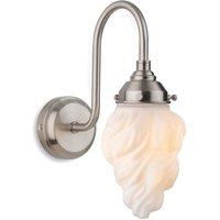 Netlighting Flame Wall Light Brushed Steel with White Glass IP44 in Grey