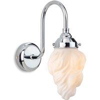 Netlighting Flame Wall Light Chrome with White Glass IP44 in Grey