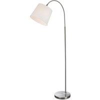 Netlighting Tower Floor Lamp Brushed Steel with Cream Shade in Grey
