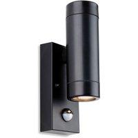 Netlighting Ravel Up Down Resin 2 Light Wall with PIR Black IP54