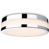 Netlighting Marnie 220cm LED Flush Ceiling Fitting Chrome with Opal White Glass IP44 in Grey