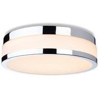 Netlighting Marnie 290cm LED Flush Ceiling Fitting Chrome with Opal White Glass IP44 in Grey