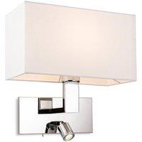 Netlighting Raffles Wall Lamp with Adjustable Switched Reading Light Chrome with Cream Shade in Grey