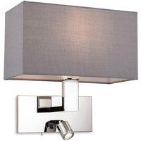 Netlighting Raffles Wall Lamp with Adjustable Switched Reading Light Chrome with Grey Shade