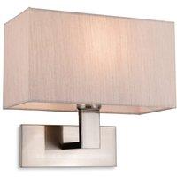 Netlighting Raffles Wall Lamp Brushed Steel with Rectangle Oyster Shade in Grey