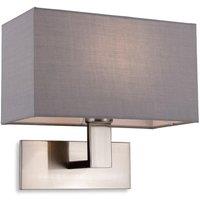 Netlighting Raffles Wall Lamp Brushed Steel with Rectangle Grey Shade