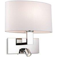 Netlighting Webster Wall Lamp with Adjustable Switched Reading Light Chrome with Oval Cream Shade in Grey