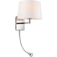 Netlighting Grand Wall Lamp with Adjustable Switched Reading Light Chrome with Cream Shade in Grey