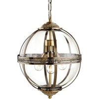 Netlighting Mayfair 3 Light Spherical Ceiling Pendant Antique Brass Clear Glass E14 in Gold