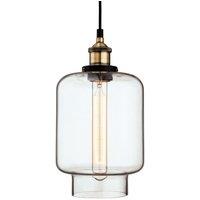 Netlighting Empire 1 Light Ceiling Pendant Antique Brass Clear Glass E27 in Gold