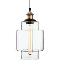 Netlighting Empire 1 Light Ceiling Pendant Antique Brass Clear Glass E27 in Gold