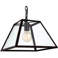 Netlighting Kew 1 Light Ceiling Pendant Black Clear Glass E27