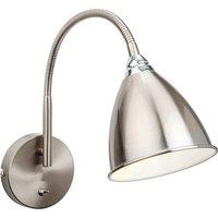 Netlighting Bari 1 Light Indoor Wall Light (Switched) Brushed Steel Chrome E14 in Grey