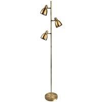 Netlighting Vogue 3 Light Floor Lamp Antique Brass E14 in Gold