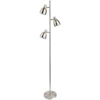 Netlighting Vogue 3 Light Floor Lamp Brushed Steel Chrome E14 in Grey