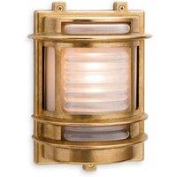 Netlighting Nautic 1 Light Outdoor Wall Light Brass Frosted Glass IP64 E27 in Gold