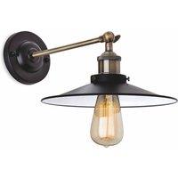 Netlighting Ashby 1 Light Indoor Dome Wall Light Black Antique Brass E27 in Gold