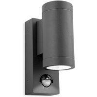 Netlighting Shelby LED 2 Light Outdoor Up Down Wall PIR Graphite IP65 in Black