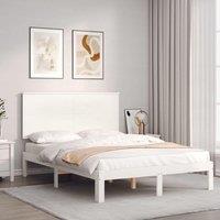 Berkfield Home Bed Frame with Headboard White 140x200 cm Solid Wood