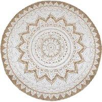 Berkfield Home Area Rug Braided Jute Printed 210 cm Round in Beige | Size: 100 cm diameter