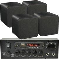 Loops 110W Bluetooth Amplifier & 4x 80W Black Speakers Background Wireless HiFi Kit