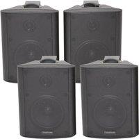 Loops 4x 4 2 Way Stereo Speakers 70W 8Ohm Black Wall Mounted Background Music Hi Fi