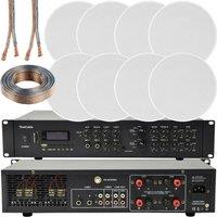 Loops 800W Bluetooth Sound System 8x 100W Slim Ceiling Speaker 4 Zone Matrix Amplifier