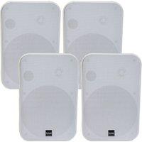 Loops 4x 6.5 200W Moisture Resistant Stereo Loud Speakers 8Ohm White Wall Mounted