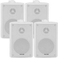 Loops 4x 3 60W White Outdoor Rated Garden Wall Speakers Wall Mounted HiFi 8Ohm & 100V
