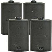 Loops 4x 3 60W Black Outdoor Rated Garden Wall Speakers Wall Mounted HiFi 8Ohm & 100V