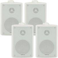 Loops 4x 4 70W White Outdoor Rated Garden Wall Speakers Wall Mounted HiFi 8Ohm & 100V