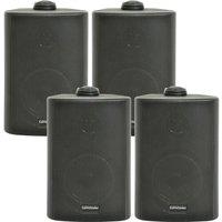 Loops 4x 4 70W Black Outdoor Rated Garden Wall Speakers Wall Mounted HiFi 8Ohm & 100V