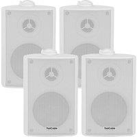 Loops 4x 5.25 90W White Outdoor Rated Garden Wall Speakers Wall Mounted 8Ohm & 100V
