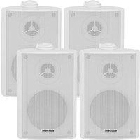 Loops 4x 6.5 120W White Outdoor Rated Garden Wall Speakers Wall Mounted 8Ohm & 100V
