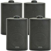 Loops 4x 6.5 120W Black Outdoor Rated Garden Wall Speakers Wall Mounted 8Ohm & 100V