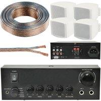 Loops 110W Mini Stereo Amplifier System 4x Background Wall Speaker Bedroom Office AUX