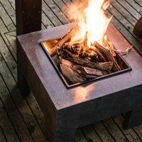Ivyline Square Fire Pit & Square Console Granite Finish H40Cm W58Cm in Stone