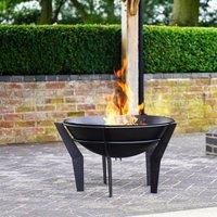 Ivyline Outdoor Metal Kendal Fire Pit on Stand in Black H44.5Cm W77Cm in Silver