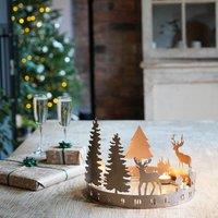 Ivyline Round Advent Forest Tealight Centrepiece Metal Copper H25Cm W33Cm D33Cm | On trend design | Premium Quality