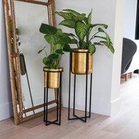 Ivyline Calla Planter Stand Black/Antique Gold, H58cm x D22cm in Gold