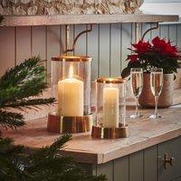 Ivyline Hampton Hurricane Lantern in Antique Brass H40cm W24cm in Metallics