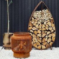 Ivyline Outdoor Tall Buttermere Basket Fire Pit Rust H51cm W45cm in Brown